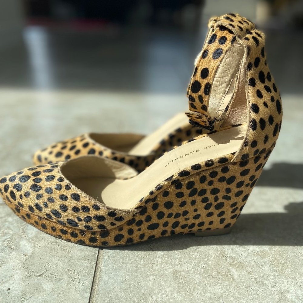 Loeffler Randall Jules ankle strap cheetah haircalf sandal 9.5